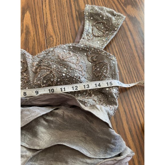 Ignite Evenings by Carollin greenish grey beaded sequined evening gown size 10 - Picture 9 of 13